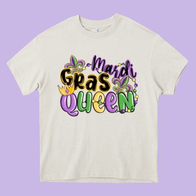Mardi Gras Queen Heavy Core Tee Designed By Maliassmallbusiness
