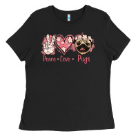 Peace Love Pugs Ladies Tee | Teevron