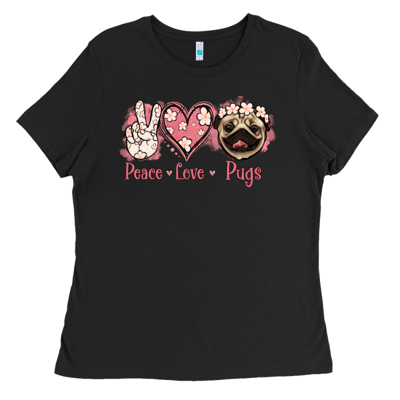 Peace Love Pugs Ladies Tee by Jasminsmagicworld | Teevron