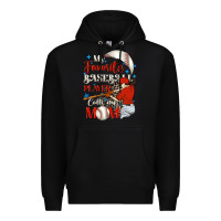 Black My favorite baseball player calls me mom Premium Hoodie - FaDigitalArtStudio