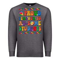 Charcoal Heather Proud Teacher to au-some student Premium Sweatshirt - CowhideDigitalArt
