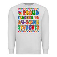 Dove Grey Proud Teacher to au-some student Premium Sweatshirt - CowhideDigitalArt