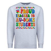 Heather Grey Proud Teacher to au-some student Premium Sweatshirt - CowhideDigitalArt