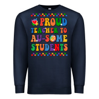 Navy Proud Teacher to au-some student Premium Sweatshirt - CowhideDigitalArt