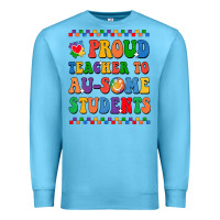 Ocean Blue Proud Teacher to au-some student Premium Sweatshirt - CowhideDigitalArt