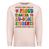 Pale Pink Proud Teacher to au-some student Premium Sweatshirt - CowhideDigitalArt