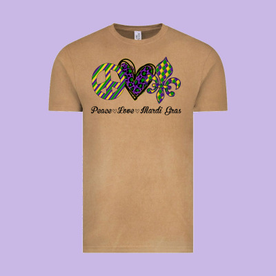 Mardi Gras Love Peace Vintage Tee Designed By Bettercallsaul