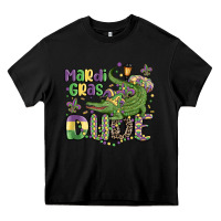 Black mardi gras dude alligator Heavy Core Tee - MaliasSmallBusiness