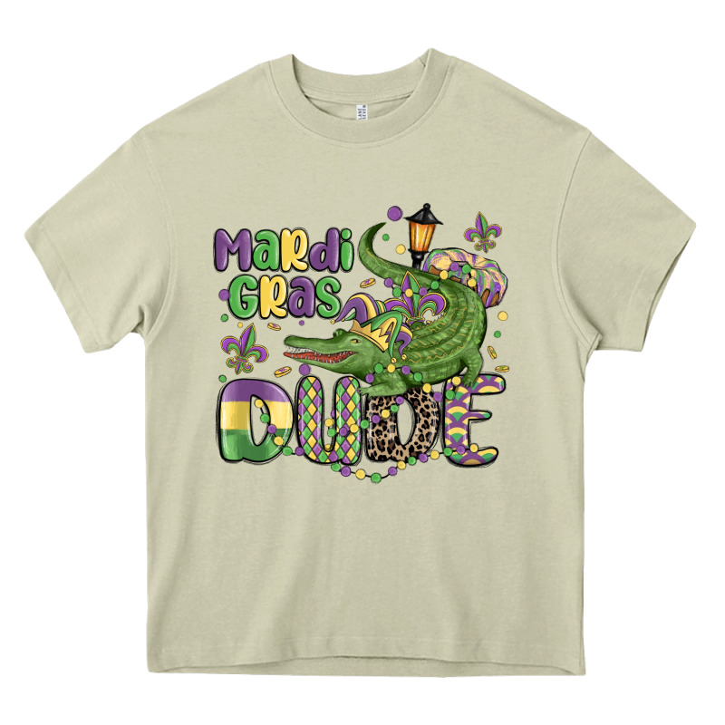 Mardi Gras Dude Alligator Heavy Core Tee by MaliasSmallBusiness | Teevron