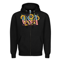 Black USA 4th of July Zipper Hoodie - FaDigitalArtStudio