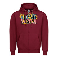 Burgundy USA 4th of July Zipper Hoodie - FaDigitalArtStudio