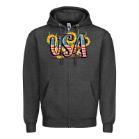 Charcoal Heather USA 4th of July Zipper Hoodie - FaDigitalArtStudio