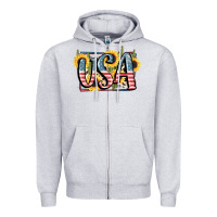 Heather Grey USA 4th of July Zipper Hoodie - FaDigitalArtStudio