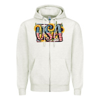 Oatmeal Heather USA 4th of July Zipper Hoodie - FaDigitalArtStudio