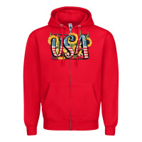 Red USA 4th of July Zipper Hoodie - FaDigitalArtStudio