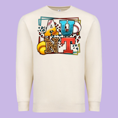 Baseball And Softball Aunt Leopard Frame Premium Sweatshirt Designed By Lillyallendesigns