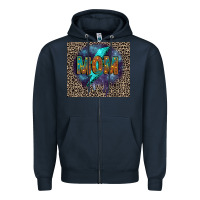 Navy Leopard mom Zipper Hoodie - FaDigitalArtStudio