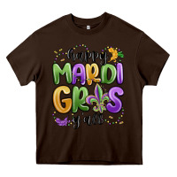 Chocolate Brown happy mardi gras y'all Heavy Core Tee - MaliasSmallBusiness