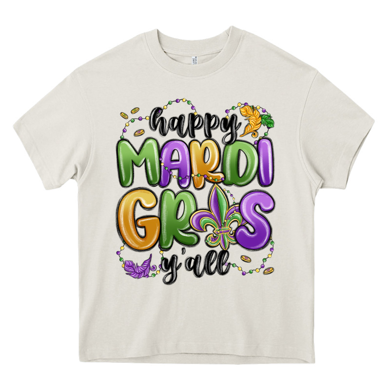 Happy Mardi Gras Y'all Heavy Core Tee by MaliasSmallBusiness | Teevron