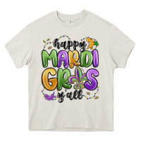Cream happy mardi gras y'all Heavy Core Tee - MaliasSmallBusiness