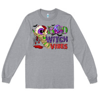 Heather Grey Bad witch vibes Long Sleeve Tee - NancyCooperArtShop
