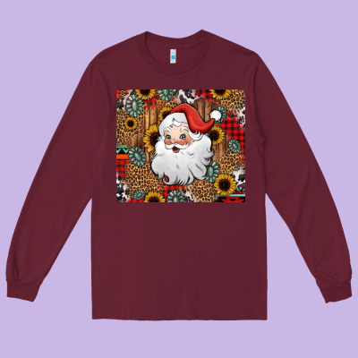 Western Santa Claus Long Sleeve Tee Designed By Jasminsmagicworld
