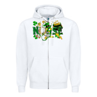White nurse st patrick Zipper Hoodie - FaDigitalArtStudio