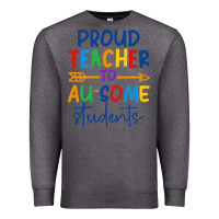Charcoal Heather Proud teacher to au-some students Premium Sweatshirt - CowhideDigitalArt
