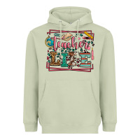 Matcha Teacher life leopard frame Heavyweight Hoodie - LillyAllenDesigns