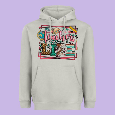 Teacher Life Leopard Frame Heavyweight Hoodie Designed By Lillyallendesigns