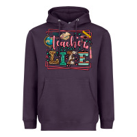 Plum Teacher life leopard frame Heavyweight Hoodie - LillyAllenDesigns
