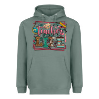 Sage Teacher life leopard frame Heavyweight Hoodie - LillyAllenDesigns