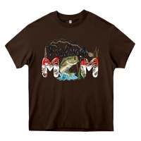 Chocolate Brown fishing mom Heavy Core Tee - MaliasSmallBusiness