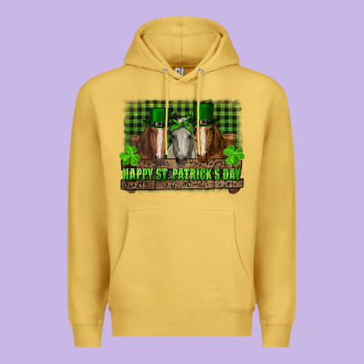 Happy St. Patrick's Day Horses With Leprechaun Hat And Bandana Premium Hoodie Designed By Ranaportraitstore