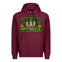 Burgundy happy st. patrick's day horses with leprechaun hat and bandana Premium Hoodie - RanaPortraitStore