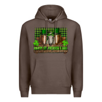 Coffee happy st. patrick's day horses with leprechaun hat and bandana Premium Hoodie - RanaPortraitStore