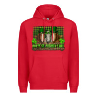 Red happy st. patrick's day horses with leprechaun hat and bandana Premium Hoodie - RanaPortraitStore