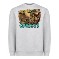 Heather Grey Long live Cowboys boots hat Heavyweight Sweatshirt - HowdyJamesFarm