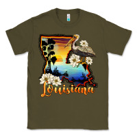 Army Green louisiana  sunset map magnolia Classic Tee - BarkalooDesign
