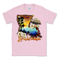 Bubblegum Pink louisiana  sunset map magnolia Classic Tee - BarkalooDesign