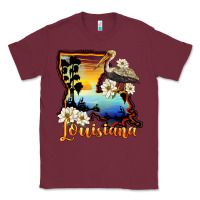 Burgundy louisiana  sunset map magnolia Classic Tee - BarkalooDesign