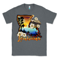 Charcoal Heather louisiana  sunset map magnolia Classic Tee - BarkalooDesign
