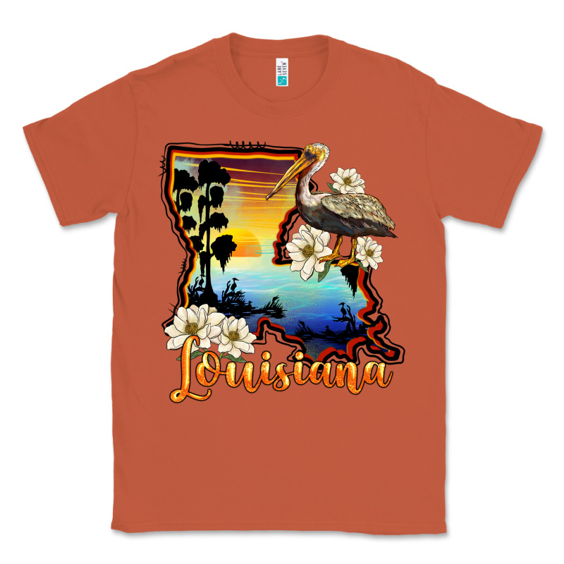 Louisiana  Sunset Map Magnolia Classic Tee by BarkalooDesign | Teevron