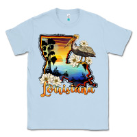 Dusty Blue louisiana  sunset map magnolia Classic Tee - BarkalooDesign