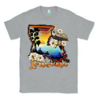 Heather Grey louisiana  sunset map magnolia Classic Tee - BarkalooDesign