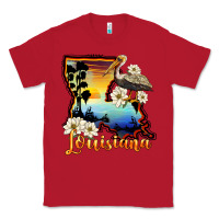 Red louisiana  sunset map magnolia Classic Tee - BarkalooDesign