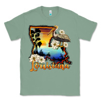 Sage louisiana  sunset map magnolia Classic Tee - BarkalooDesign