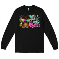Black 70's made 80's raised afro messy bun Long Sleeve Tee - texasbilliewilder