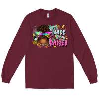 Burgundy 70's made 80's raised afro messy bun Long Sleeve Tee - texasbilliewilder