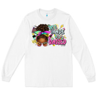 White 70's made 80's raised afro messy bun Long Sleeve Tee - texasbilliewilder